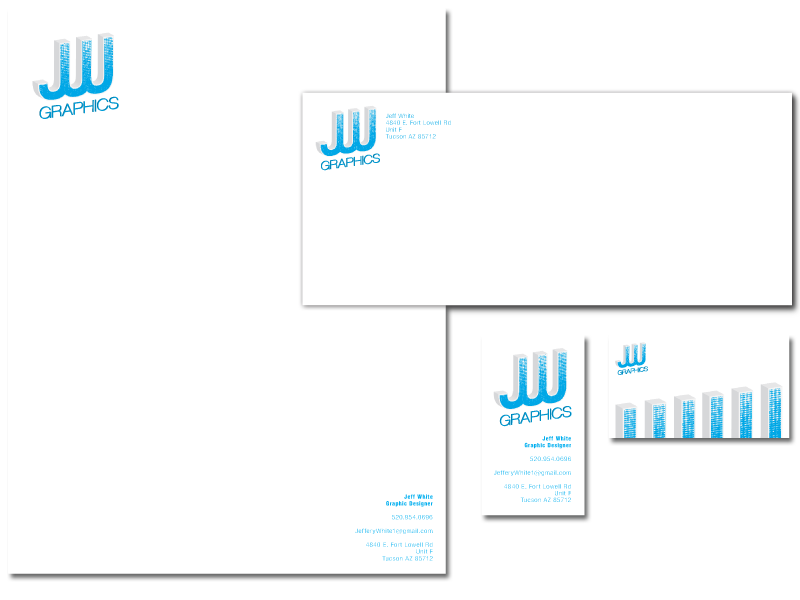 Logo, letter head, envelope and Business card for JW Graphics